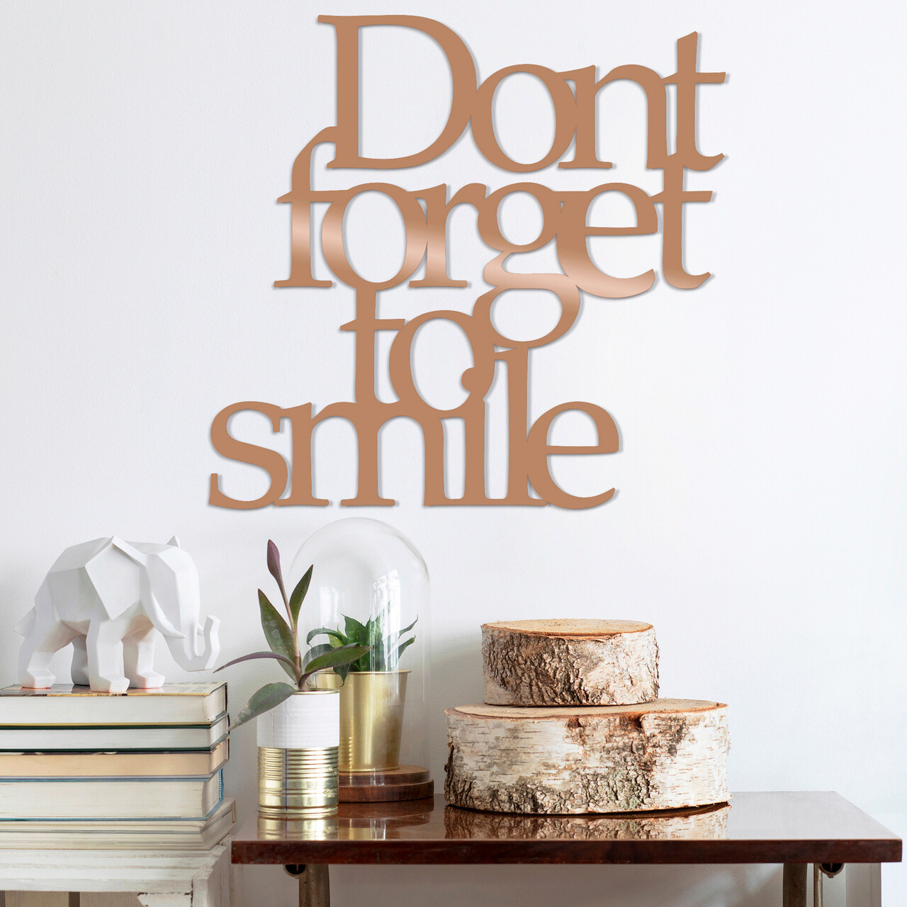 Decoratiune de perete, Dont Forget To Smıle, Dimensiune: 70 x 67 cm, Cupru - imagine 4